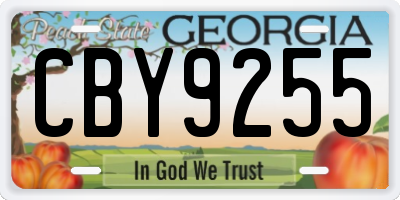 GA license plate CBY9255