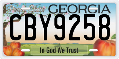 GA license plate CBY9258