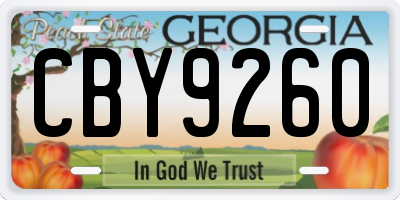 GA license plate CBY9260