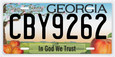 GA license plate CBY9262