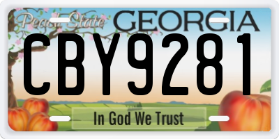 GA license plate CBY9281