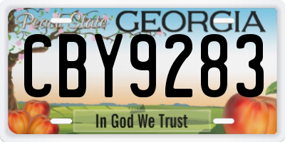GA license plate CBY9283