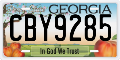 GA license plate CBY9285