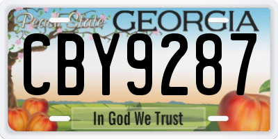 GA license plate CBY9287