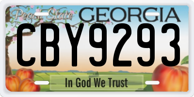 GA license plate CBY9293