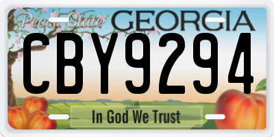 GA license plate CBY9294