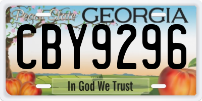GA license plate CBY9296