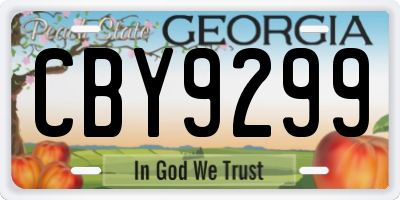 GA license plate CBY9299
