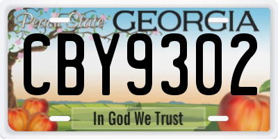 GA license plate CBY9302