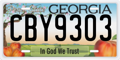 GA license plate CBY9303