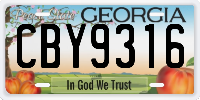 GA license plate CBY9316