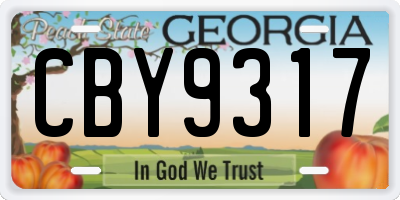 GA license plate CBY9317