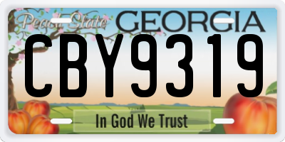 GA license plate CBY9319