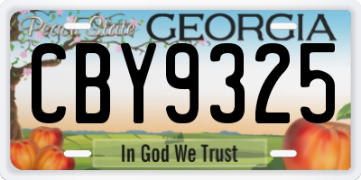 GA license plate CBY9325