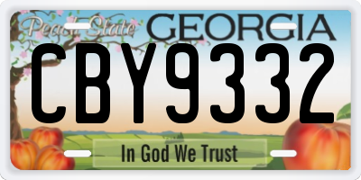 GA license plate CBY9332