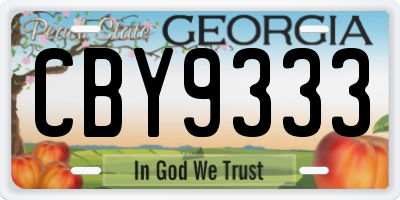 GA license plate CBY9333