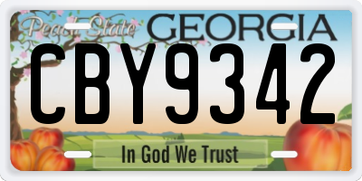 GA license plate CBY9342