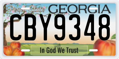 GA license plate CBY9348