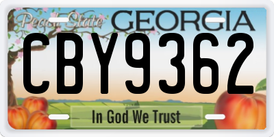 GA license plate CBY9362