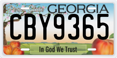 GA license plate CBY9365