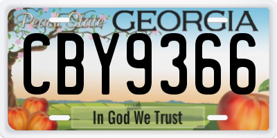 GA license plate CBY9366
