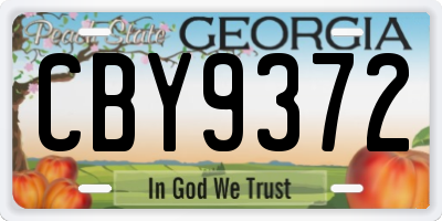 GA license plate CBY9372