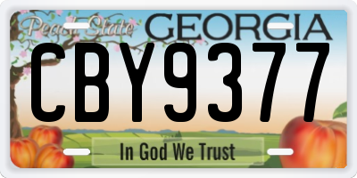 GA license plate CBY9377