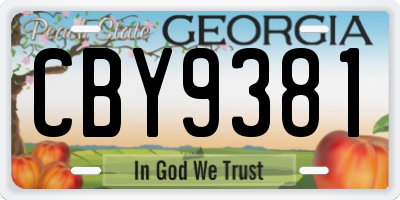 GA license plate CBY9381