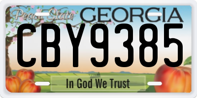 GA license plate CBY9385