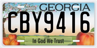 GA license plate CBY9416