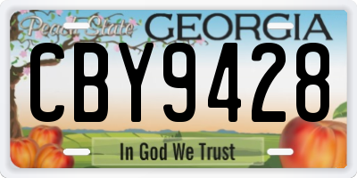 GA license plate CBY9428