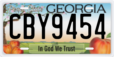 GA license plate CBY9454