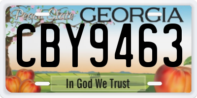 GA license plate CBY9463