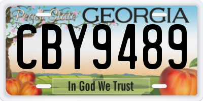 GA license plate CBY9489
