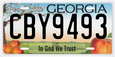 GA license plate CBY9493
