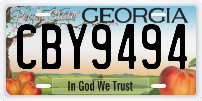 GA license plate CBY9494