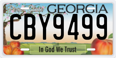 GA license plate CBY9499