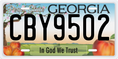 GA license plate CBY9502