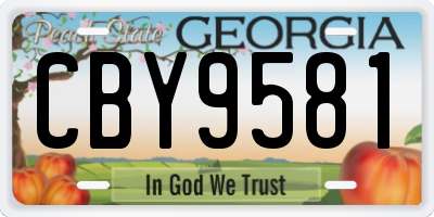 GA license plate CBY9581