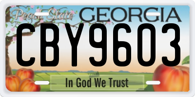 GA license plate CBY9603