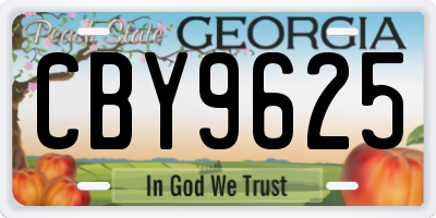 GA license plate CBY9625