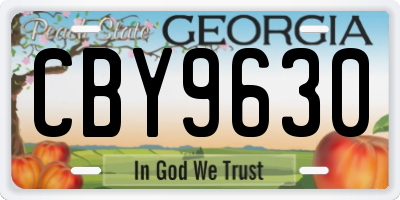 GA license plate CBY9630