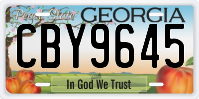 GA license plate CBY9645