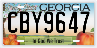 GA license plate CBY9647