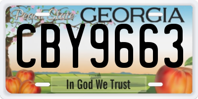 GA license plate CBY9663