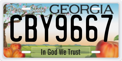 GA license plate CBY9667