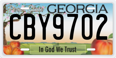 GA license plate CBY9702