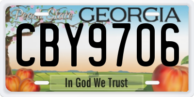 GA license plate CBY9706