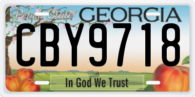 GA license plate CBY9718