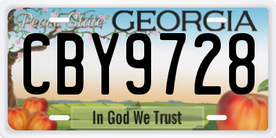 GA license plate CBY9728